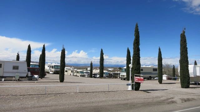 RV park with cypress trees